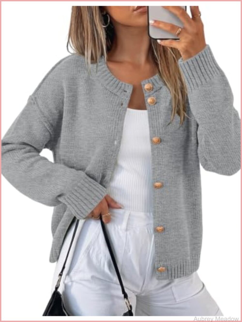 Chunky knit boyfriend cardigan, button-up oversized soft